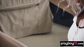 damn petite ukrainian blonde gerda a.k.a rubia bares tiny tits workout strip!