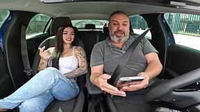 anna belutti you little slut sat on driver's bare cock right?!