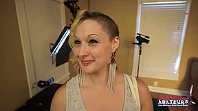 I love sucking that skinny tattooed blonde Rikki's big cock until she swallows my warm cum load