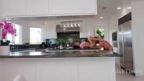 Horny stepdaughter seduces daddy with footjob squirting pussy cheating family feet heat