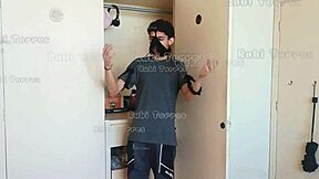 caught my stepbro sniffing my panties in closet so i punished him with my wet pussy