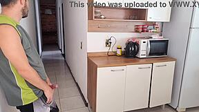 risky fuck with hubby's best friend while he's showering, bareback pounding his wife's tight pussy?