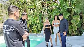 blonde milf and latina swap partners in bts pool foursome