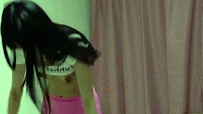 skinny japanese girl in tight clothes looks super cute on webcam.