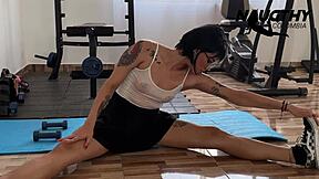 i can't resist this delicious workout with a beautiful skinny latina teasing her small tits and pussy