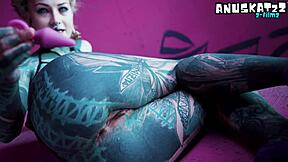 s-solo tattoo slut fists her gaping asshole with toys and plugs stretching wide