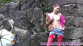 tiny teen tyler strips public fingers wet pussy to orgasm