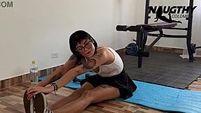 i can't resist this delicious workout with a beautiful skinny latina teasing her small tits and pussy