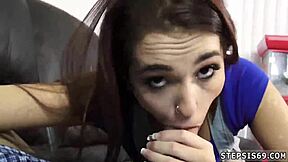 shower teen shaves smooth then orgasms sucking stepbro's banana