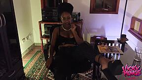 sexy skinny brazilian ebony teases ass in see-through lingerie outdoors, wanna worship?