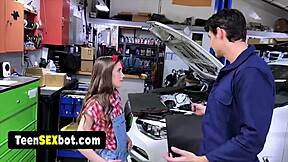 my cute petite flat chested Sia Wood loves getting fucked taboo by stepdaddy auto repair man