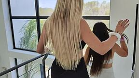 blonde milf and latina swap partners in bts pool foursome