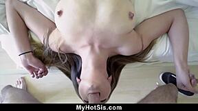 Stepsis shows bald pussy ready for stepbro's hardcore ride?