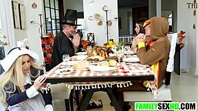 stepfamily thanksgiving turns into taboo group fuckfest