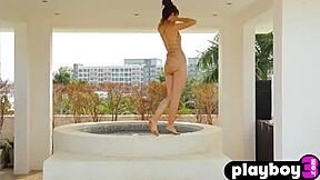 Petite Asian Sowan Strips Outdoor Natural Body