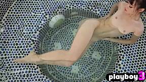 Petite Asian Sowan Strips Outdoor Natural Body