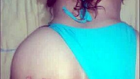 homemade latina housewife bends fat ass over in tiny blue bikini for hard doggystyle fuck