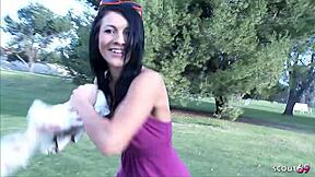 hey i met this petite teen on street picked her up for first casting fuck big dick ass fingering