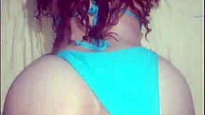 homemade latina housewife bends fat ass over in tiny blue bikini for hard doggystyle fuck