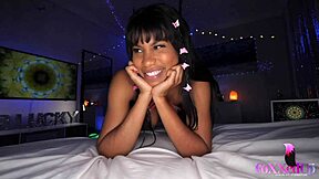 mr pov unloads on jenna fox's lingerie after her sloppy deepthroat ebony blowjob tease