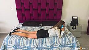 I fuck stepson hard while chatting husband on phone