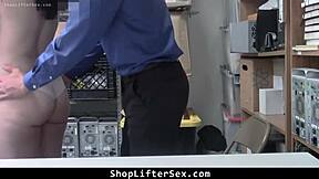 guard hammers shoplifter suspect's ass for confession and deepthroat blowjob