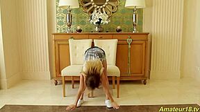 skinny flexible teen gymnast stretches acrobatically like boneless ballerina athlete amateur