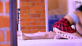 stepmom giggles softly in kitchen before student creampie ride?