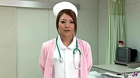 japanese nurse's hairy pussy hits insane orgasm on hitachi vibrator in hospital roleplay?