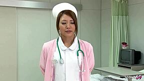 japanese nurse's hairy pussy hits insane orgasm on hitachi vibrator in hospital roleplay?