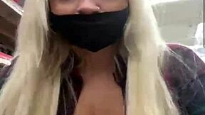 Teen Blonde Flashes Massive Tits in Public Outdoors