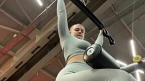 bbw with big ass and tits fucks hard in public gym