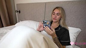 fucking her tight pussy right during the interview creampie