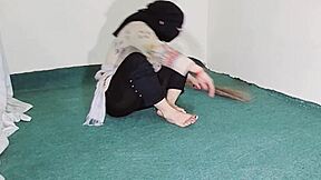 big ass indian maid shows curves through sheer black pajamas