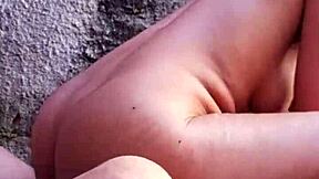 Risky Outdoor Shower Fuck As Neighbor Spots Curvy Ass And Joins!