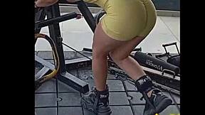 Does cute Colombian teen Nicole Medallo sweat in gym for doggystyle cum facials?