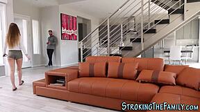 Milf cougar rubs teen stepdaughter's pussy before hardcore plowing and cumshot