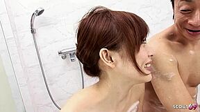 Skinny Japanese Teen POV Blowjob Bathtub Old Client Soap UNCENSORED 😘💦