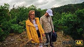 hunt4k. naked forest stranger with perfect boobs gets picked up for pov sex