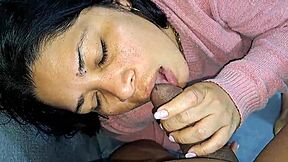 Stepmom slurps my throbbing cock hungrily in taboo suck