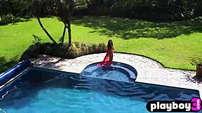 Big tits latina milf strips hot red dress outdoors revealing natural boobs and pussy