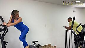 Latina teen roughly fucked doggystyle by gym friend's monster cock