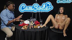 sexy petite milf milks flaming hot sauce on shaved pussy lips for BBC challenge parody 😋🔥