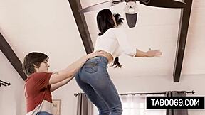 hey stepmom sofie marie's nympho tits bounce as she pops her virgin stepson's cherry doggystyle