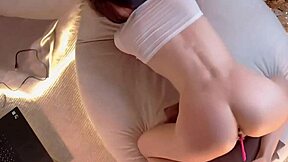 cute teen camgirl slowly slides dildo in while buzzing vibrator on webcam