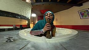 Mia Niqab's jacuzzi pussy-to-mouth ride with rough doggystyle ass shaking