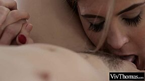 Busty cougar milf double-teams petite teen girlfriend with anal fingering and licks!