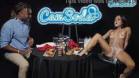 sexy petite milf milks flaming hot sauce on shaved pussy lips for BBC challenge parody 😋🔥