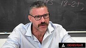 pervy teacher destroys college slut's tight pussy in detention