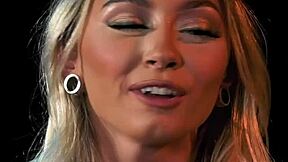 Stepsisters Chloe Temple and Lily Larimar sneak backstage for hot lesbian strapon play